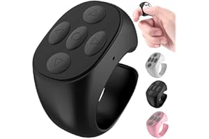Fingertip Wireless Bluetooth Remote Control, Bluetooth Ring Finger Scroller Remote Phone Camera Control Scrolling Ring Page T