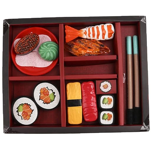 F Fityle Künstliche Kinder Küchenpielzeug Set inkl. Verschiedene Sushi + Sushi Kasten + Stäbchen, aus Plastik