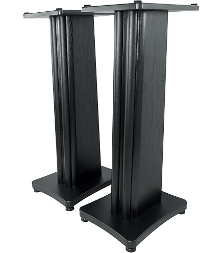 MECCANIXITY Wood Grain Speaker Stands 1 Pair 11.8 Inch