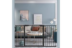 Fairy Baby Extra Wide Baby Gate - Large Walk Through Safety Child Gates for Kid or Pet - Long Pressure Mounted Baby Gate Blac