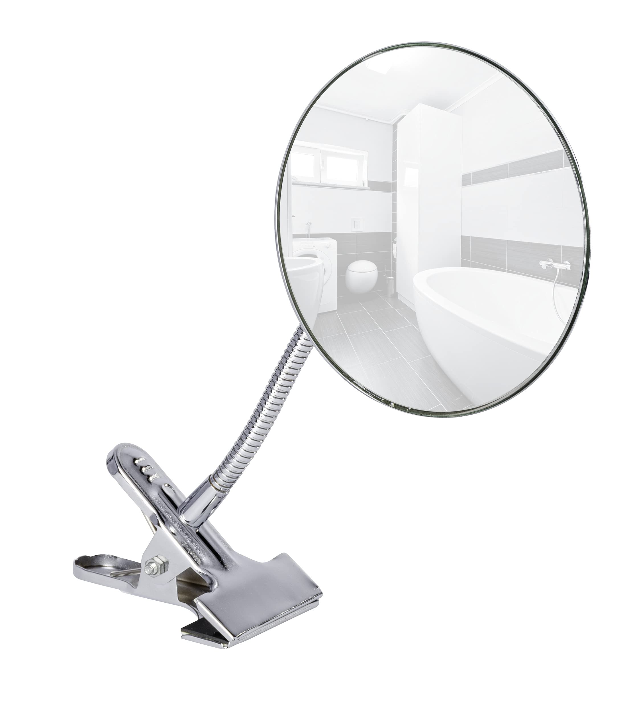 WENKO 22195100 Cosmetic mirror Clip - 5x magnification effect, 500 % magnifying effect, Steel, 15 x 27 cm, Chrome