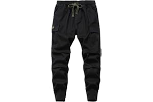TLAENSON Boys Joggers Cargo Pants for Kids Drawstring Elastic Waist Cotton Twill Jogging School Pant