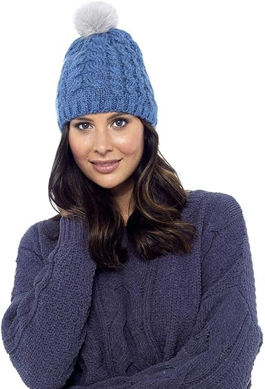 ladies grey bobble hat