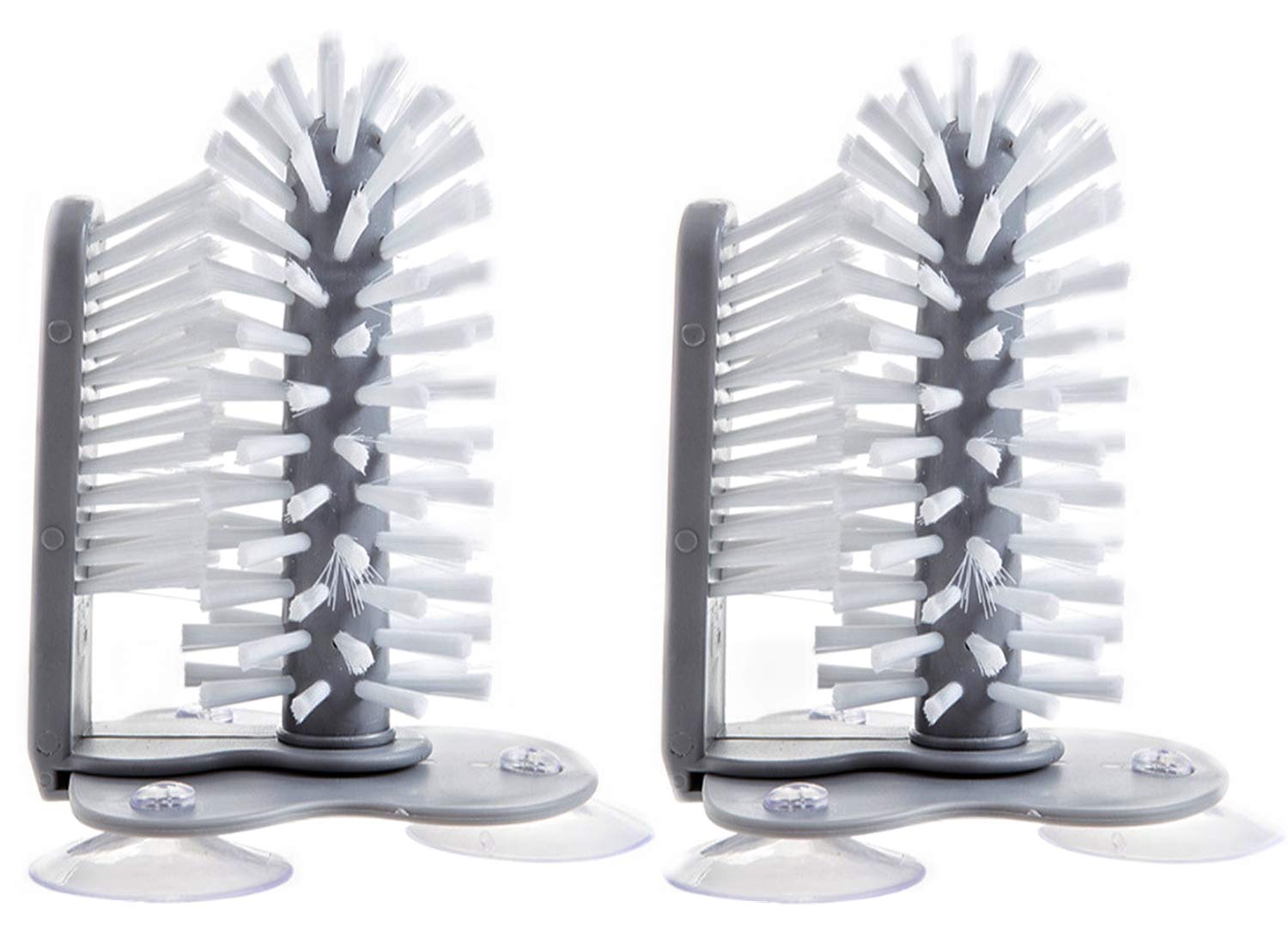 Eidoct 2 pcs Glass Washer with Double Sided Bristle Brush, Water Bottle Cleaning Brush Bristle with Suction Base, for Beer Cup, Long Leg Cup, Red Wine Glass and More Bar Kitchen Sink Home Tools