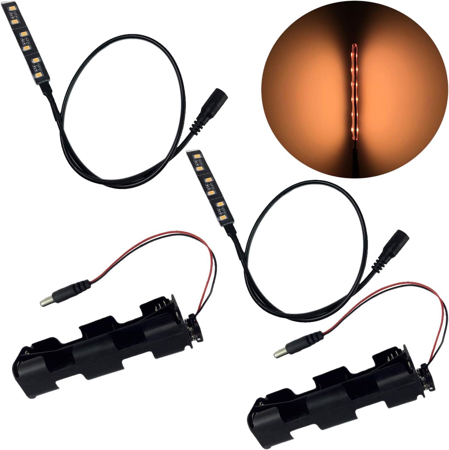 2 Kits LED Fake Fire Flames Prop Led Candlelight Strip 9V 12V Battery Operated for Theatrical Props