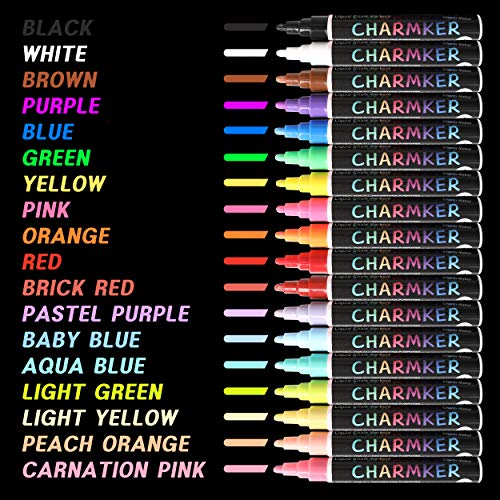 Mega Pastel & Neon Liquid Chalk Markers (18Pack) Erasable, Chisel Tip