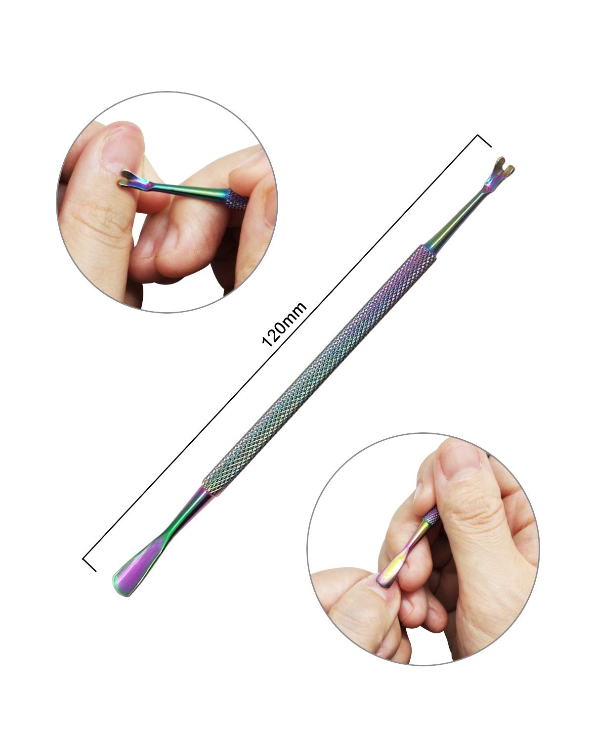 Cuticle Pusher Nail Polish Remover Stainless Steel Manicure Tool Set Gel Nail Polish Peeler Scraper Nail Care Stick Pedicure Kit for Fingernail and Toenail, opove P1, Color Gradient: Beauty