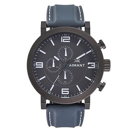 AIMANT Mens Maui Gun Metal with Grey Silicone Strap GMU-140SI8-88