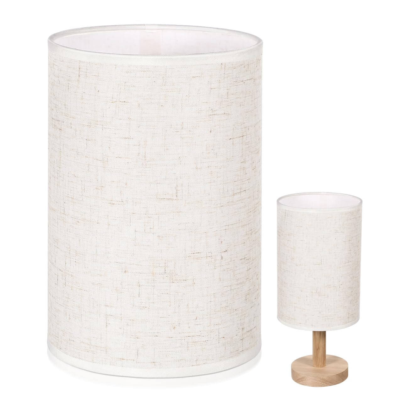 VICASKY Linen Lampshade White Chandelier Lamp Shades for Table Lamps Vintage Bulbs Desktop Lamp Shade Small Drum Cylinder Light Shade Replacement Small