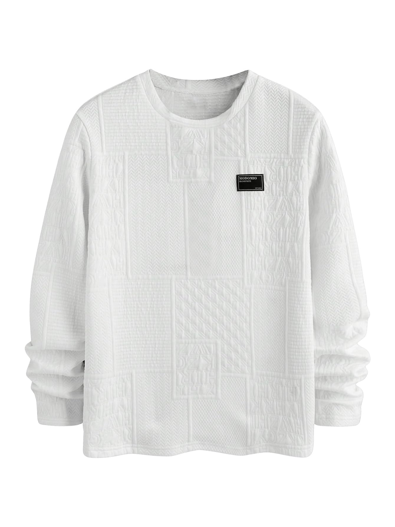 Photo 1 of ****CORECT ITEM****Verdusa Men's Textured T Shirt Round Neck Long Sleeve Loose Tee Tops White Medium