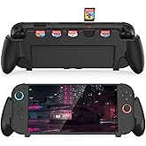 Ergonomic Console Grip with 5 Game Slots for Nintendo Switch 2 (2025) - Perfect for Handheld Mode, Large Hands, and Comfortable Gaming - Hard Shell, Black (Not Compatible with Switch 1)