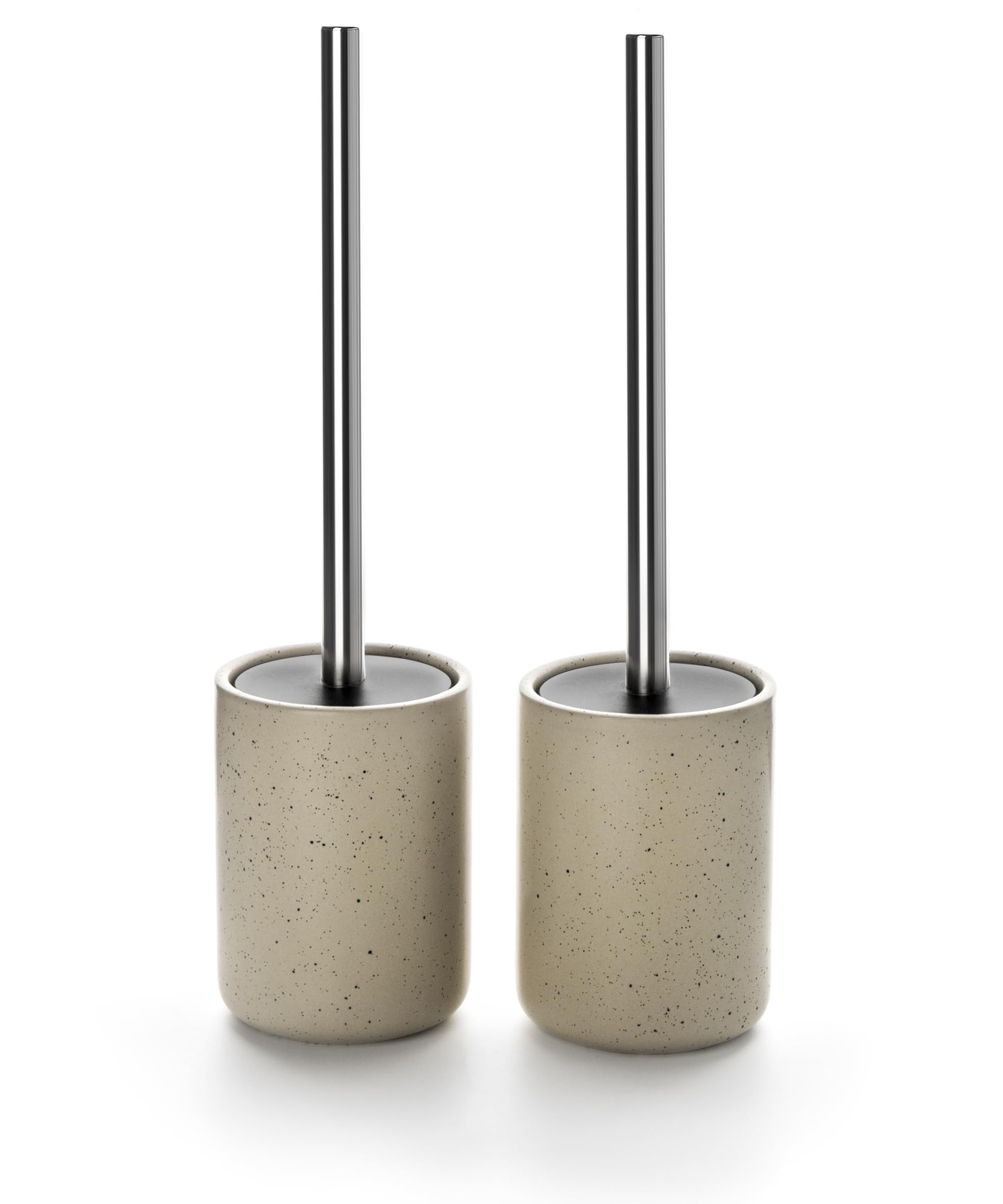 Photo 1 of Ceramic Toilet Brush & Holder Set - Freestanding Deep-Cleaning Toilet Bowl Cleaner Brush, Stainless Steel Handle, Small & Sturdy for Storage, Easy to Clean, Non-Scratching