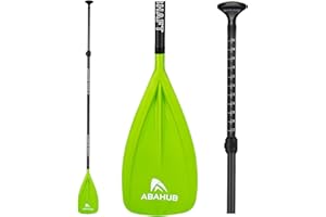 Abahub 1 x 3 Section Carbon Fiber SUP Paddle, Adjustable 67''-86'' Stand Up Paddle Lightweight Carbon Shaft, Black/Blue/Yellow/Green/Orange/Red Plastic Blade + Paddle Bag