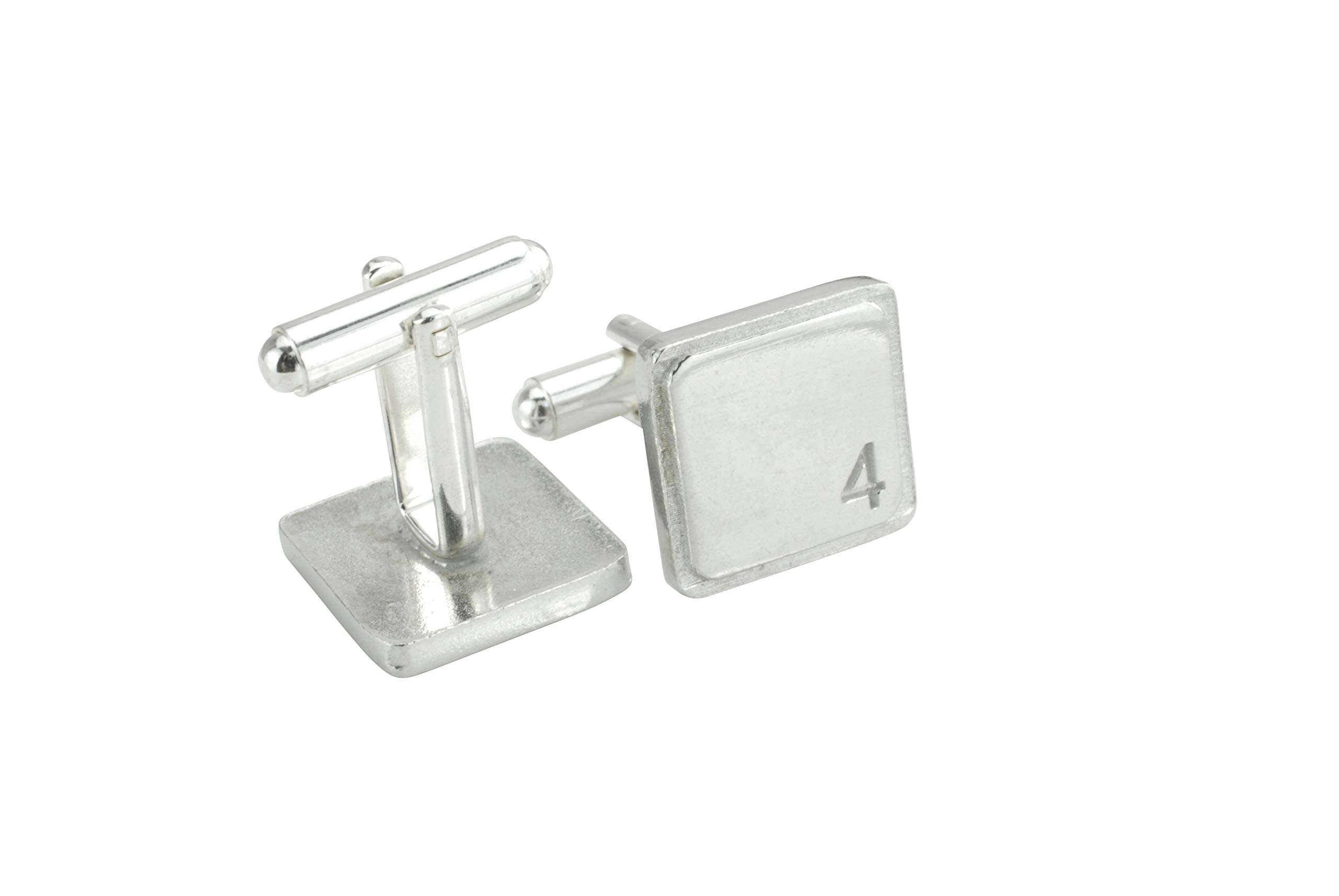 Square Cufflinks with ‘4’ Engraved - 4th Anniversary