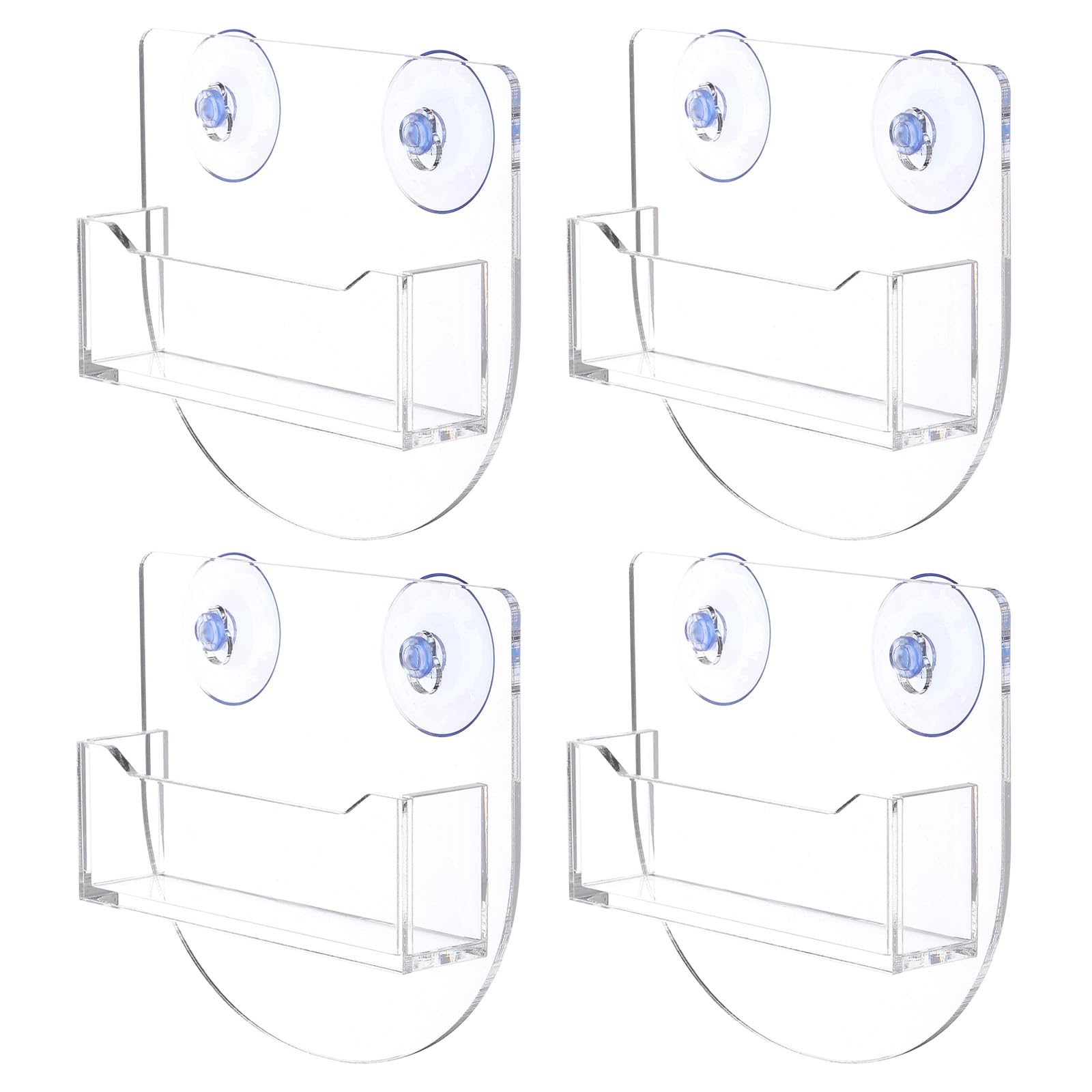 PATIKIL Window Mount Business Card Holder, 4 Pcs Acrylic Business Card Holder with Suction Cups Single Pocket Name Card Display Stand Organizer for Office Outdoor Exhibition, Clear