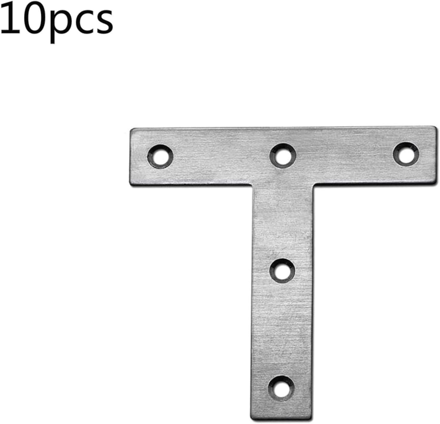 10pcs Angle Brackets Flat Tee Shaped Repair Plates Bracket T Shape 80mm