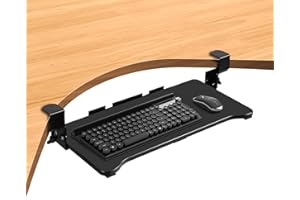 VUSIGN Keyboard Tray Under Desk Height Adjustable,Pull Out with Adjustable C Clamp Mount System for L-Shaped Tables, Extra St