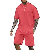Lexiart Mens 2 Piece Outfits Casual Tracksuit Shorts Summer Sweatsuit Oversize Short Sleeve Sport Set