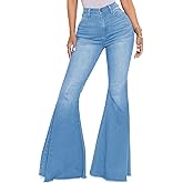 Bell Bottom Jeans for Women Skinny Flared Jeans Elastic High Waisted Vintage 70s Classic Stretchy Wide Leg Denim Pants