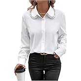 SweatyRocks Women's Long Sleeve Button Down Blouses Rhinestone Decor Work Tops