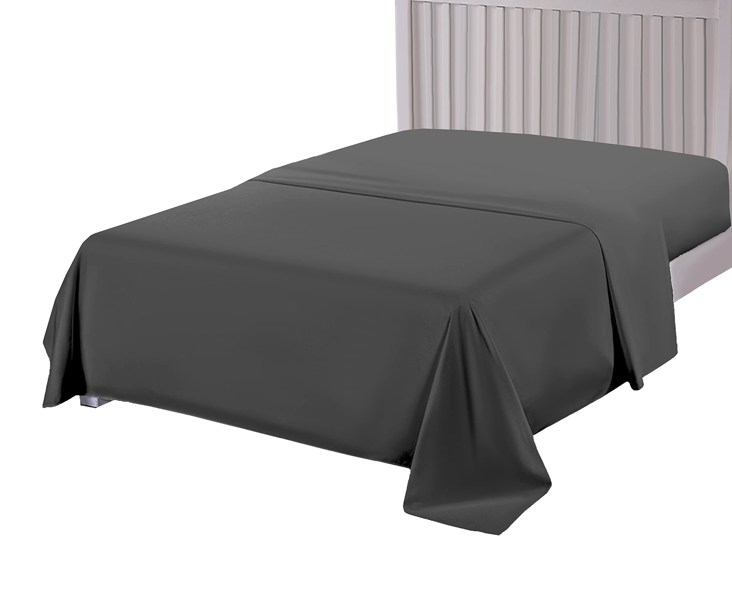 500 Thread Count Pure Egyptian Cotton Super Soft Hotel Quality Flat Sheet (Grey, Double)