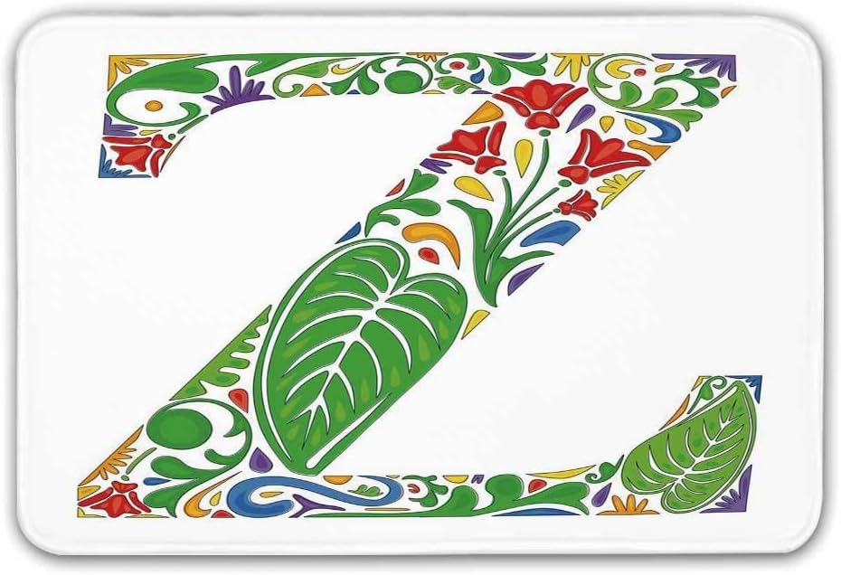 Kinhevao Buchstabe Z Rutschfester Gummi-Eingangsteppich, florales