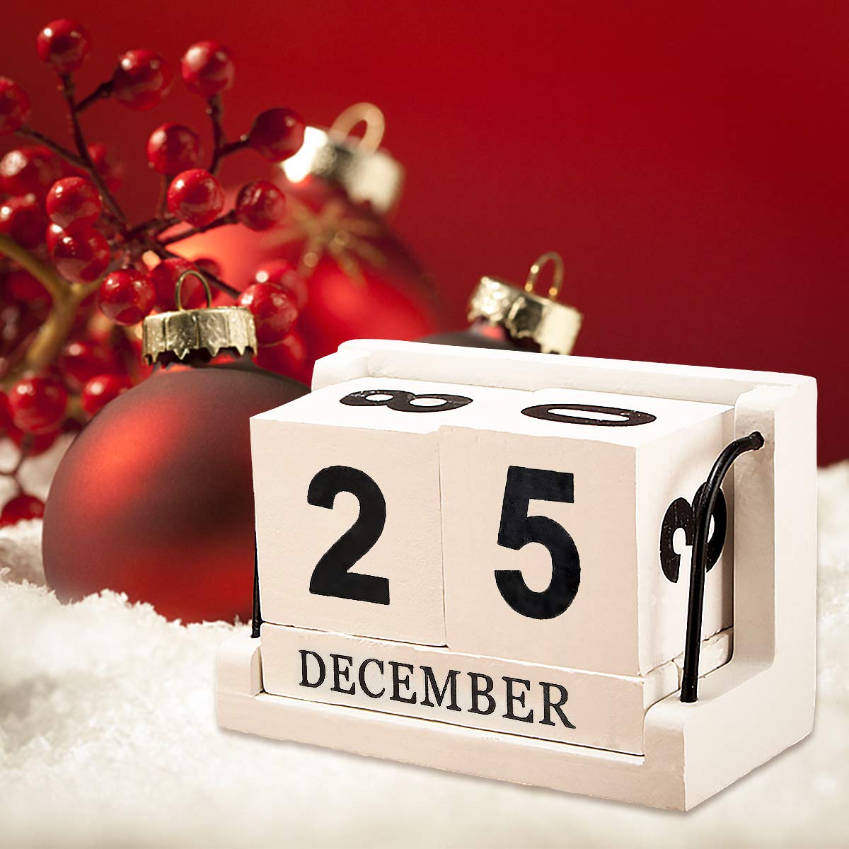 Jeteven Holz Kalender aus Würfel Dauerkalender Tischkalender Handwerk Desktop Dekoration Home Deko Haus (B)