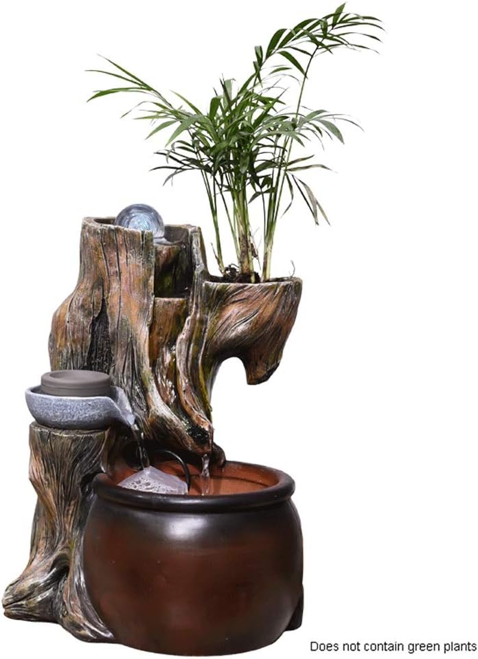 Desktop Electric Water Fountain Tabletop Fountain Indoor Fountain Waterfall Natures Garden 12.6" Desktop Fountain Indoor/Outdoor Water Feature for Tabletops Gardens Patios Decorative Waterfall