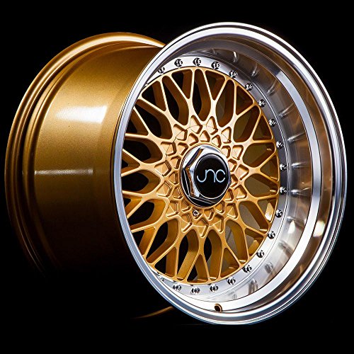 JNC004 Gold Machined Lip 17x8.5 5x112 5x120 ET15 Offset Wheel Rim