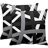 Emvency Set of 2 Throw Pillow Cover Gray Black Stripes Design Retro Decorative Pillow Case Striped Home Decor Square 18x18 Inch Cushion Pillowcase
