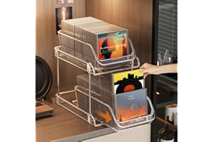 COLLECTHALL Clear CD Organizer, 2-Tier Sliding Drawer Storage Shelf - Holds 48 CDs, Versatile Organizer for CDs, Cosmetics, Cups (9.8"x11.8"x7.5")