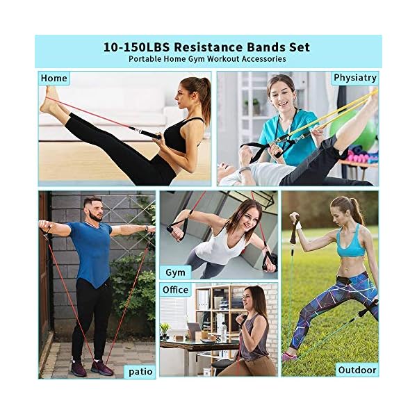 Racokky Exercise Resistance Bands Set Men Home Gym Stretch Training Workout Bands,Portable Fitness Accessories with 5…