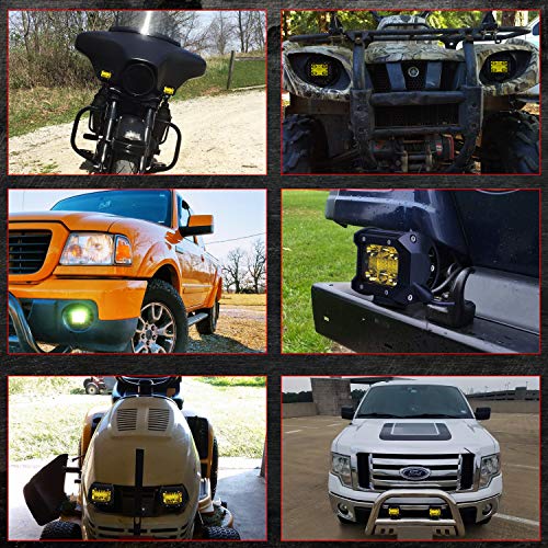 image for Amber LED Pods, OFFROADTOWN 4inch 120W Yellow LED Work Light Bar Off R