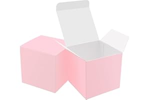 Oletx 25 Pcs Pink Paper Gift Boxes, Small Candy Boxes Bulk, 3x3x3 inch Gift Box with Lids, Goodie Treat Boxes for Party Favors, Birthday Gifts, Wedding Gifts