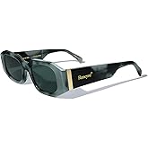 Roneyee Womens Rectangle Trendy Sunglasses Octagon Sunglasses Men Cool Sun Glasses Retro Shades UV Protection Fashion Acetate