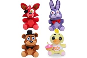 YLEAFUN Five Night Plushies Plush Figure Toys Sets, Five Nights Game Stuffed Toys Dolls 7Inch - Fans Kids Gifts Bonnie Foxy Fazbear Plush Toys
