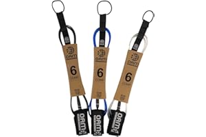 OAM ON A MISSION OAM Premium Comp Surfboard Leash - 5', 5.5, 6, 7, 8, 9 - Made in The USA - Ultra Lite Competition Surfboard Leash w/Key Pocket, Colors: Black, Blue, Clear - Pro Rider Designed