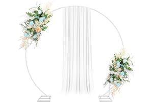 FOGEIN 8FT Round Backdrop Stand, Circle Balloon Arch Backdrop Frame, Metal Wedding Arch Stand for Wedding Valentine Ceremony, Birthday Party Baby Shower Christmas Decoration (White)