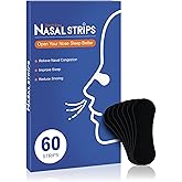 60Pcs Nasal Strips for Snoring, Nose Strips for Breathing, Snore Strips for Men & Women, Helps Reduce Snoring & Improves Sleep (Black)