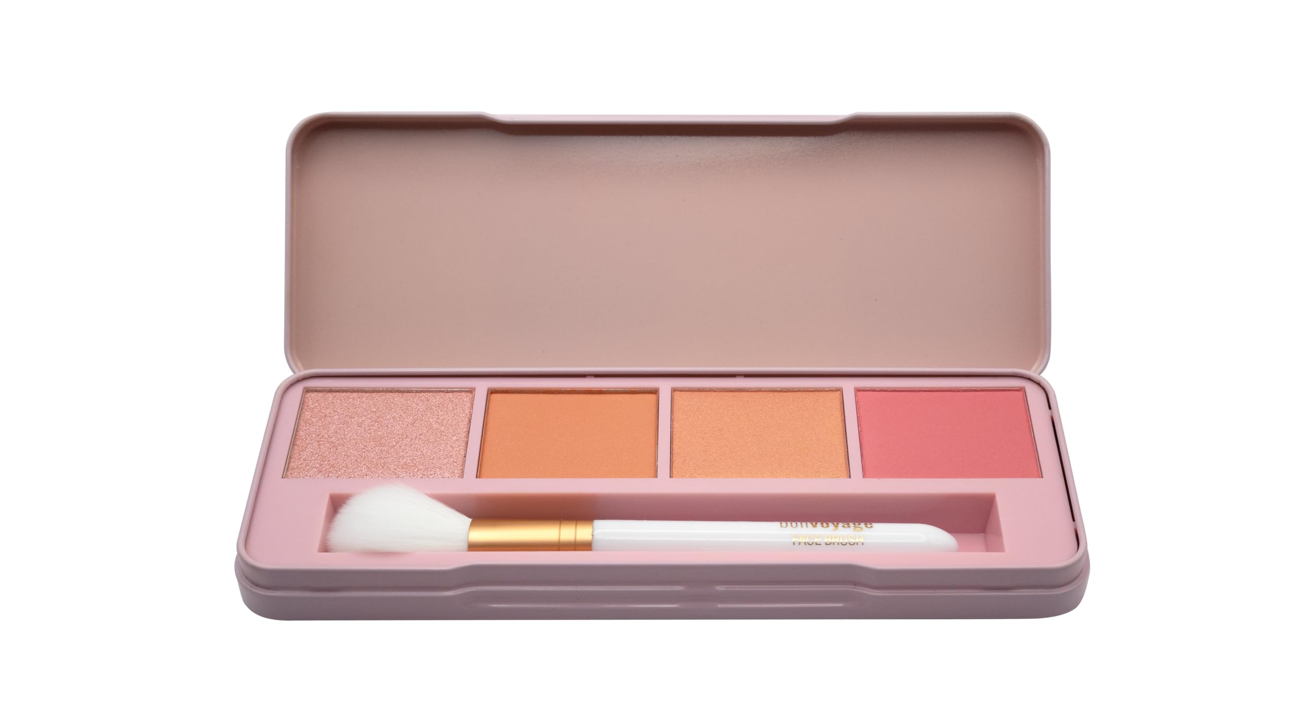 bonvoyage Essentials Radiant, Blush Palette with Highlighter and Brush Included, Portable Makeup Kit with Matte and Luminous Shades, Blendable and Buildable Formulas, Lightweight Case
