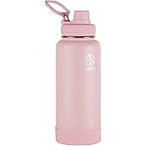 Takeya Actives Water Bottle with Spout Lid - Bottle with Double Stainless Steel Insulation - Dishwasher Safe & BPA-Free - Bottle with Spout Lid & Removable Bumper - 40 oz, Blush