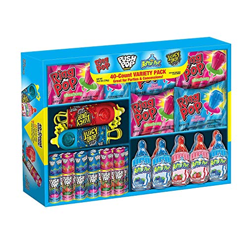 Bazooka Hard Candy, Ring Pop, Push Pop, Bottle Pop, Juicy Drop, Variety Pack, 40 Count