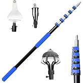 Karveden 28FT Reach Light Bulb Changer for High Ceilings with Pole, 5-20FT Light Bulb Extension Pole Changer with Baskets and Suction Cup for High Ceilings and Recessed Lights, Navy