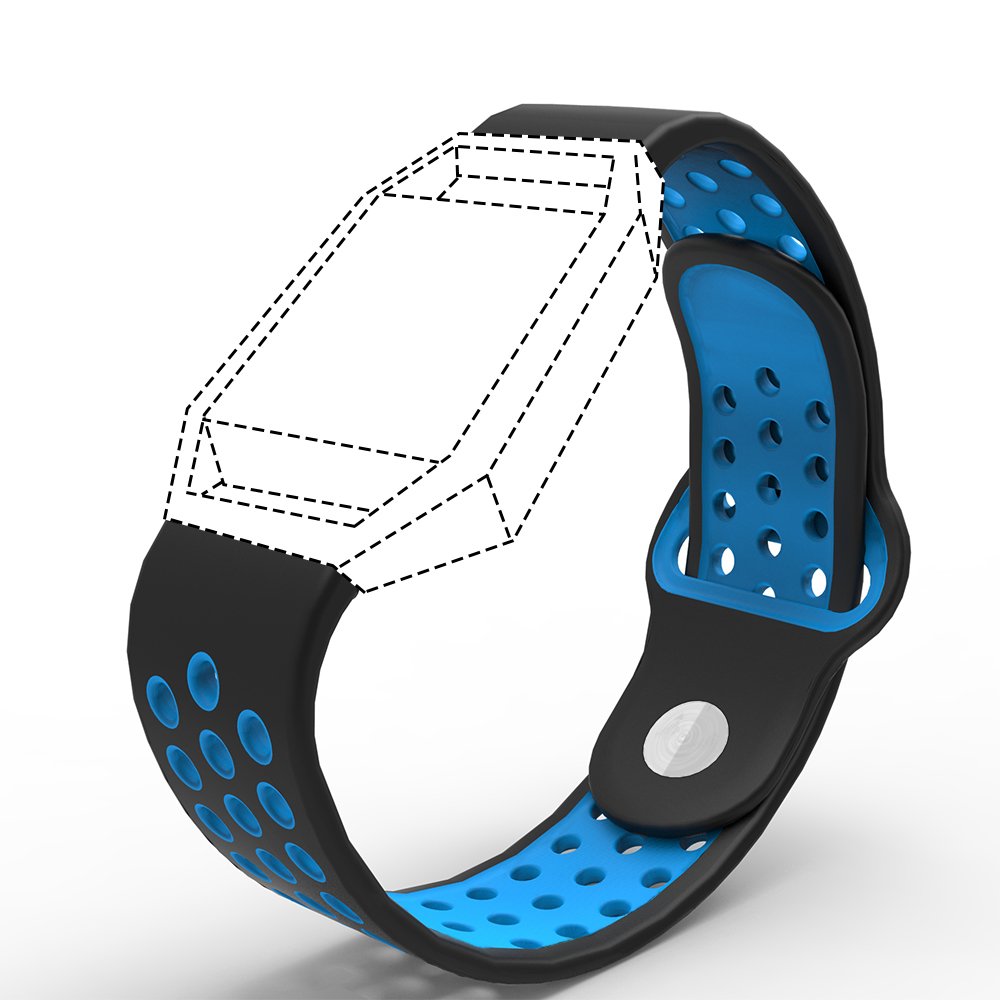 Accessories for Fitbit Blaze Band Strap,Gel Soft Silicone Replacement Sport Band for Fitbit Blaze Smart Fitness Watch (Black&Blue, 5.1-6.9 inch)