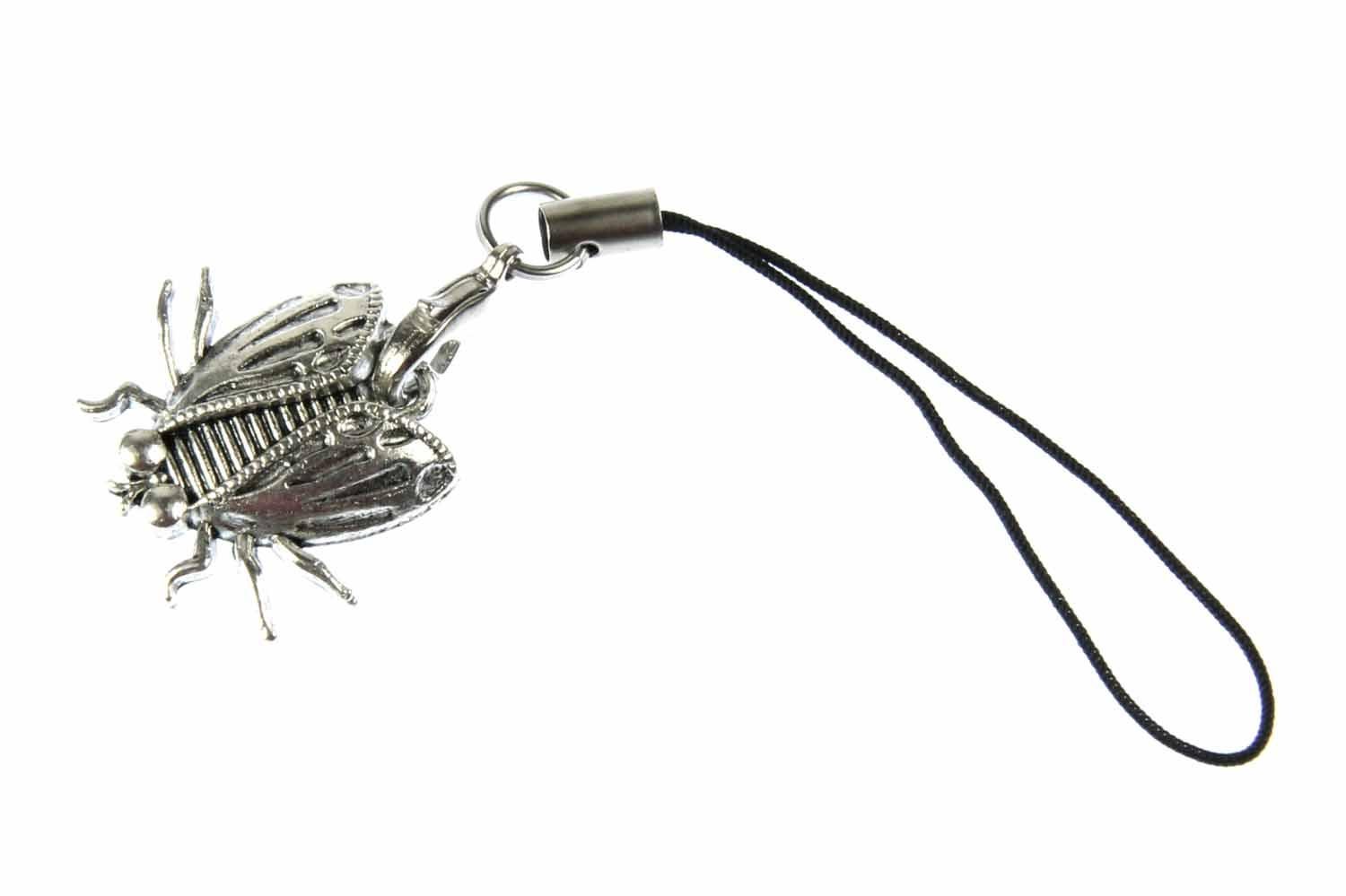 Miniblings Fly Mobile Cell Phone Charm Pendant Blowfly Insect Halloween Silver