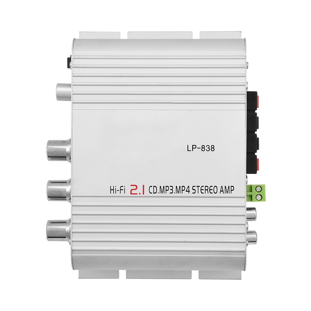 Socobeta HiFi 2.1 Stereo Bass Power Amplifier Mini Audio Stereo Power Amplifier Digital Amp for Car Home(Silver)