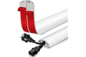 EYAYEN Floor Cord Cover for Wires on Floor Self Adhesive Cord Hider Floor Cable Management Wire Covers for Cords Protector Prevent Cable Trips Cord Cavity W 0.47" x H 0.27", White, 3.3Ft