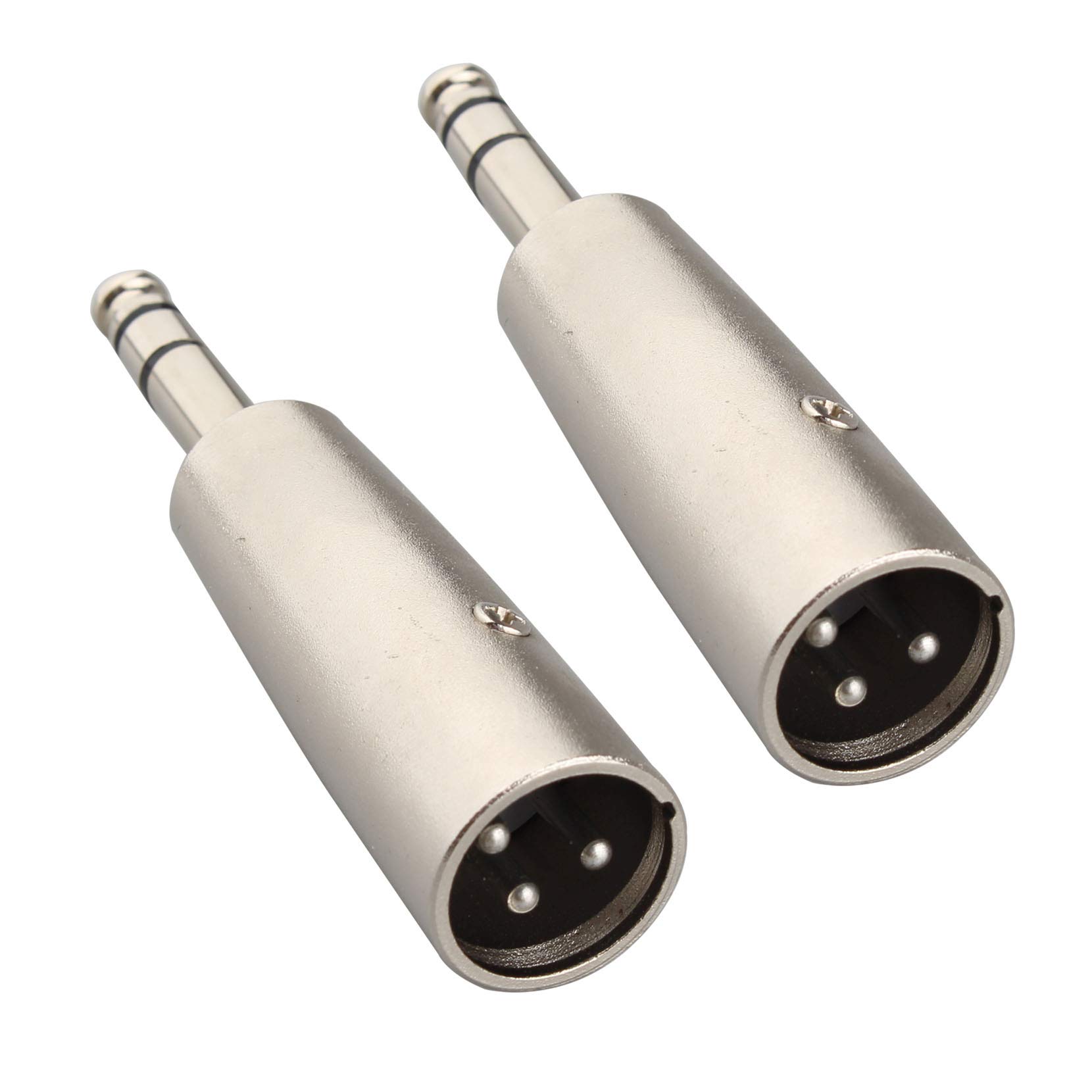 Jopto 2PCS 6.35 mm TRS to XLR Male Adapter 1/4 Inch Stereo to XLR Male Audio Gender Changer Coupler Metal XLR 3 Pin Male to 6.35mm Stereo Jack Plug Professional Audio Adapter Connector