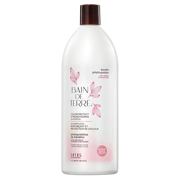 BAIN DE TERRE KERATIN PHYTO-PROTEIN COLOR PROTECT STRENGTHENING SHAMPOO, COLOR-SAFE STRENGTHENING FOR WEAK & DAMAGED HAIR, SULFATE-FREE, PARABEN-FREE, 33.8 FL OZ