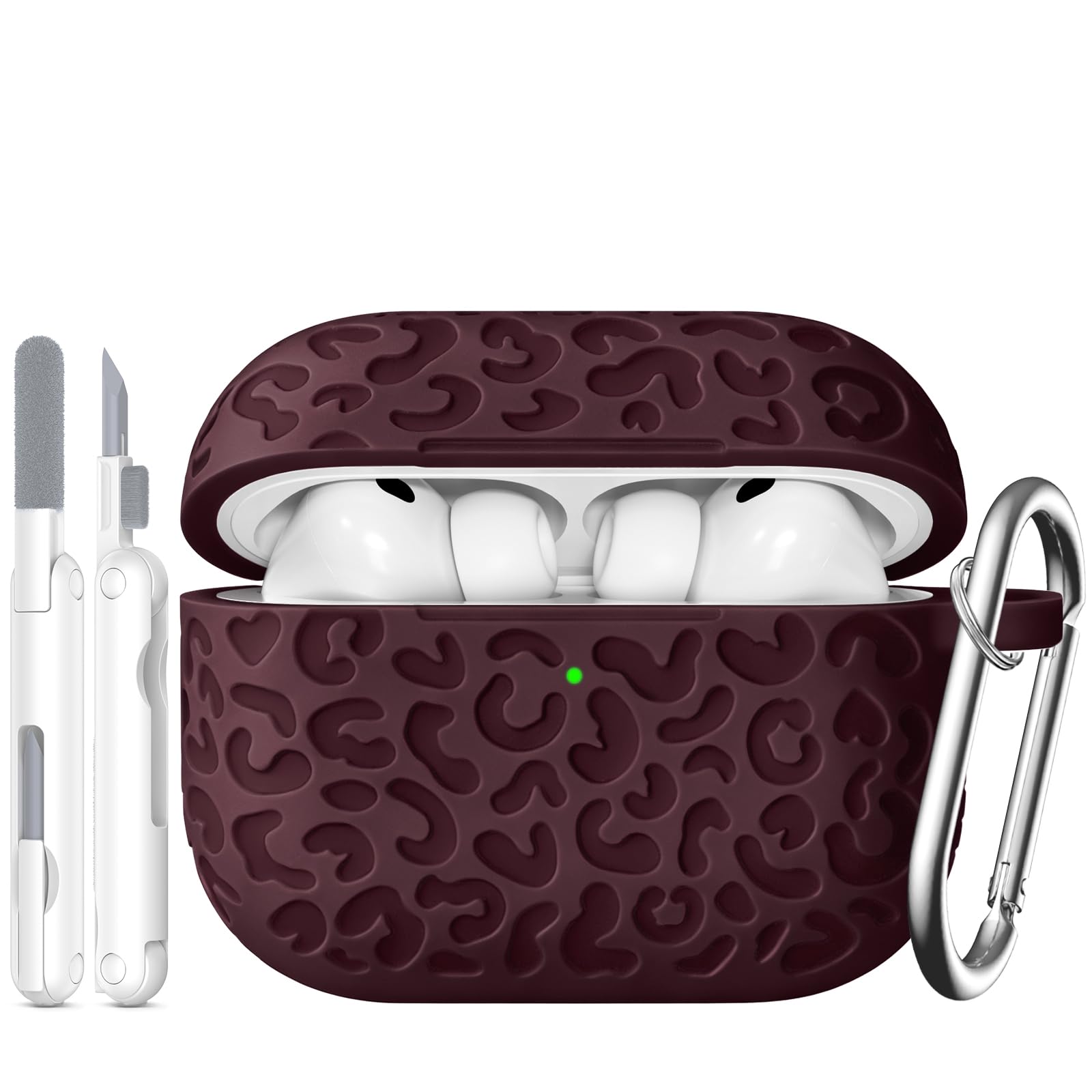 MCTOPZO Leopard Carving for AirPods Pro 3 Case (J-Red)